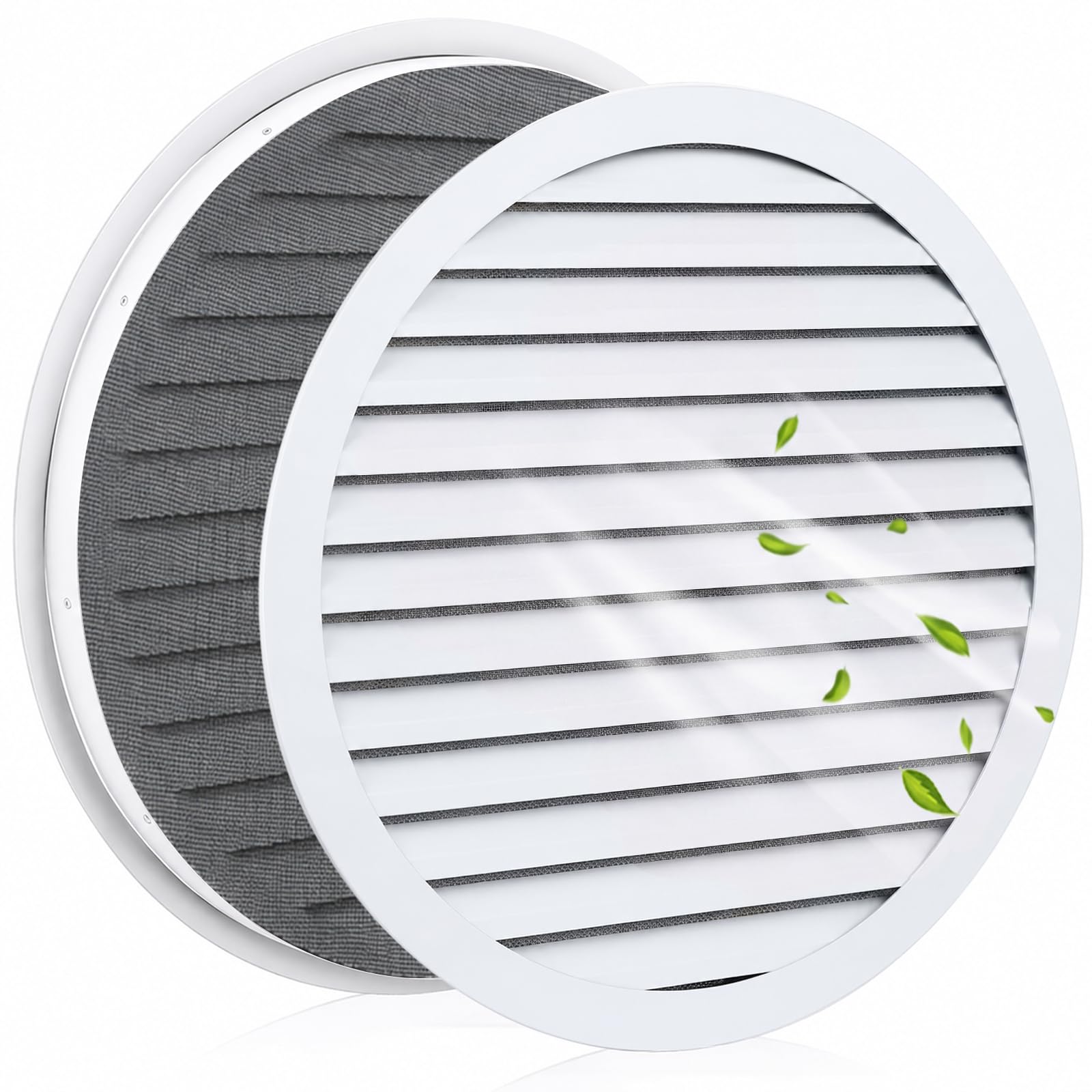 Wesiti 1 Pack Round Gable Vent Fit 24" Opening, Iron Vent with Mesh, White
