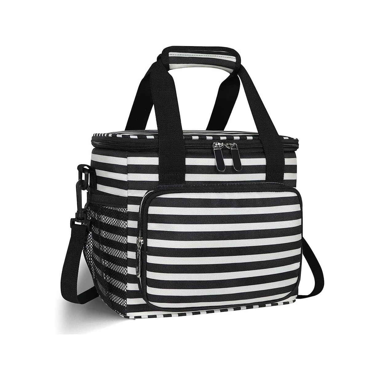 Morbuy 16L Cool Bag Reusable Cooler Bag, Outdoor Picnic Bag Insulated Cold Hot, Cooler Lunch Bag Cool Bags for Lunch, Picnic, School, Work, (Stripe,16L)