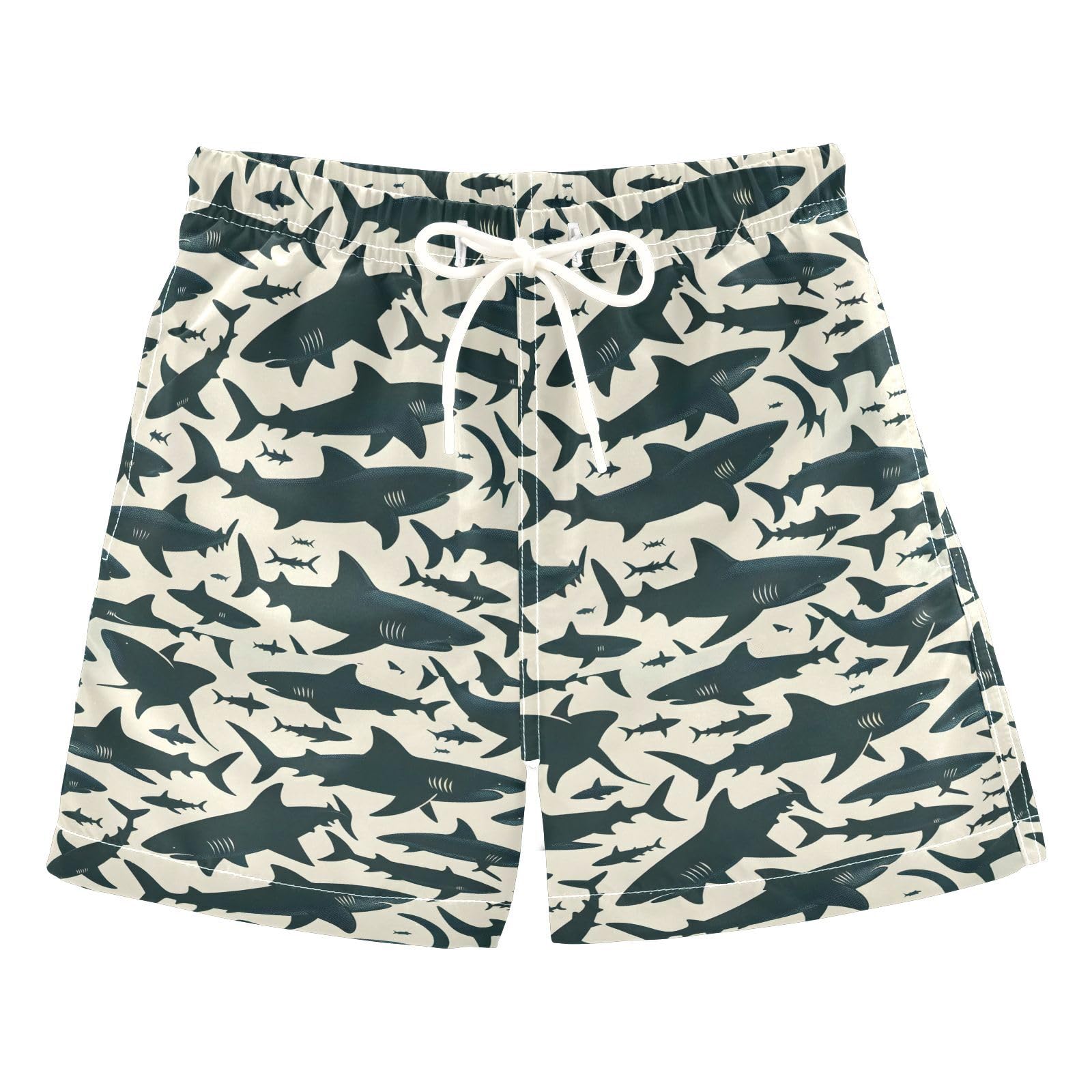 ALAZA Funny Fish Shark Boys' Swim Trunks Beach Shorts Quick Dry Swimsuit 10-12 Years