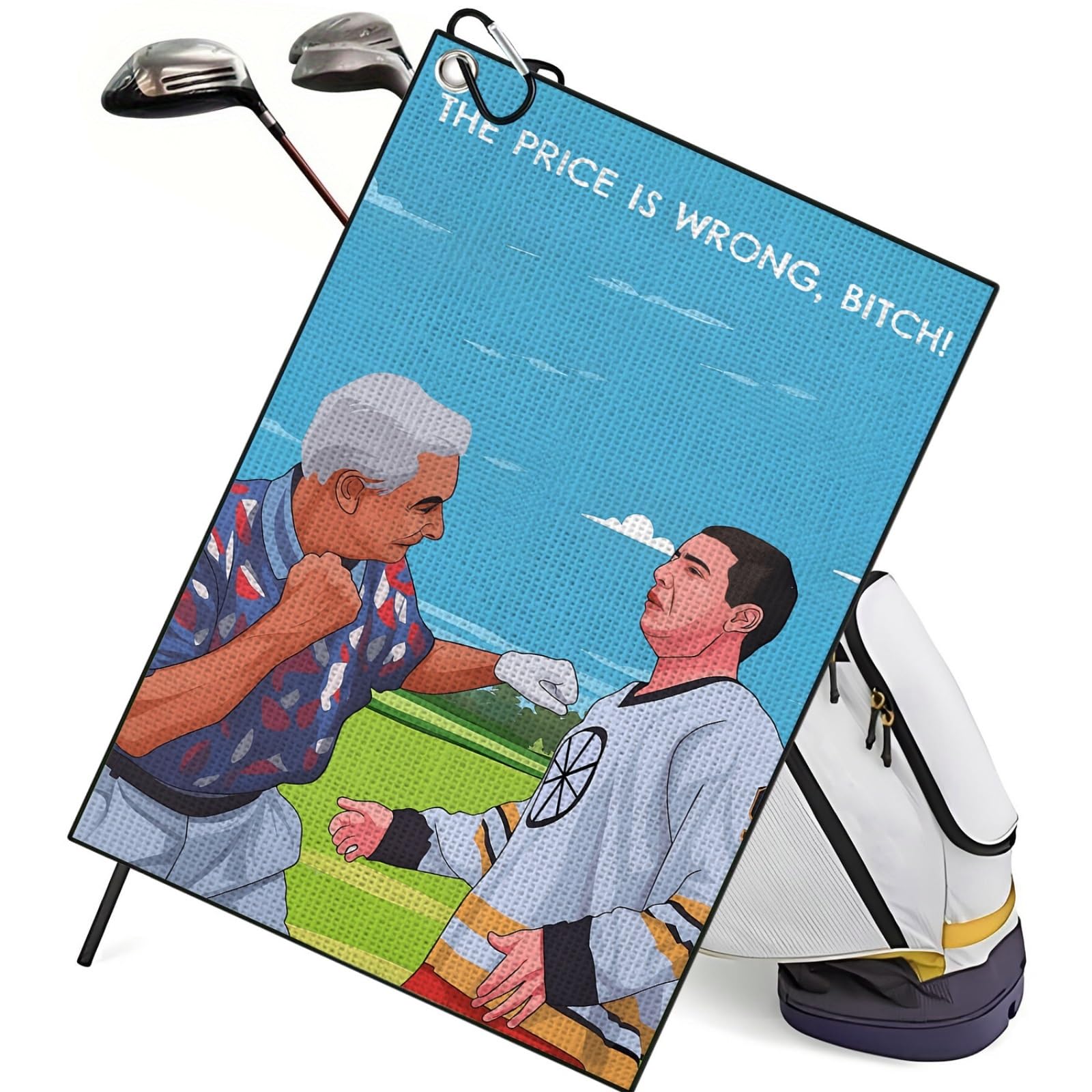 TUKRKRS The Price Is Wrong, Bitch! Print Microfiber Golf Towel with Aluminum Hook - 15.75"x23.62" for Golf Comedy Fans - Quick Dry Absorbent for Clubs Balls