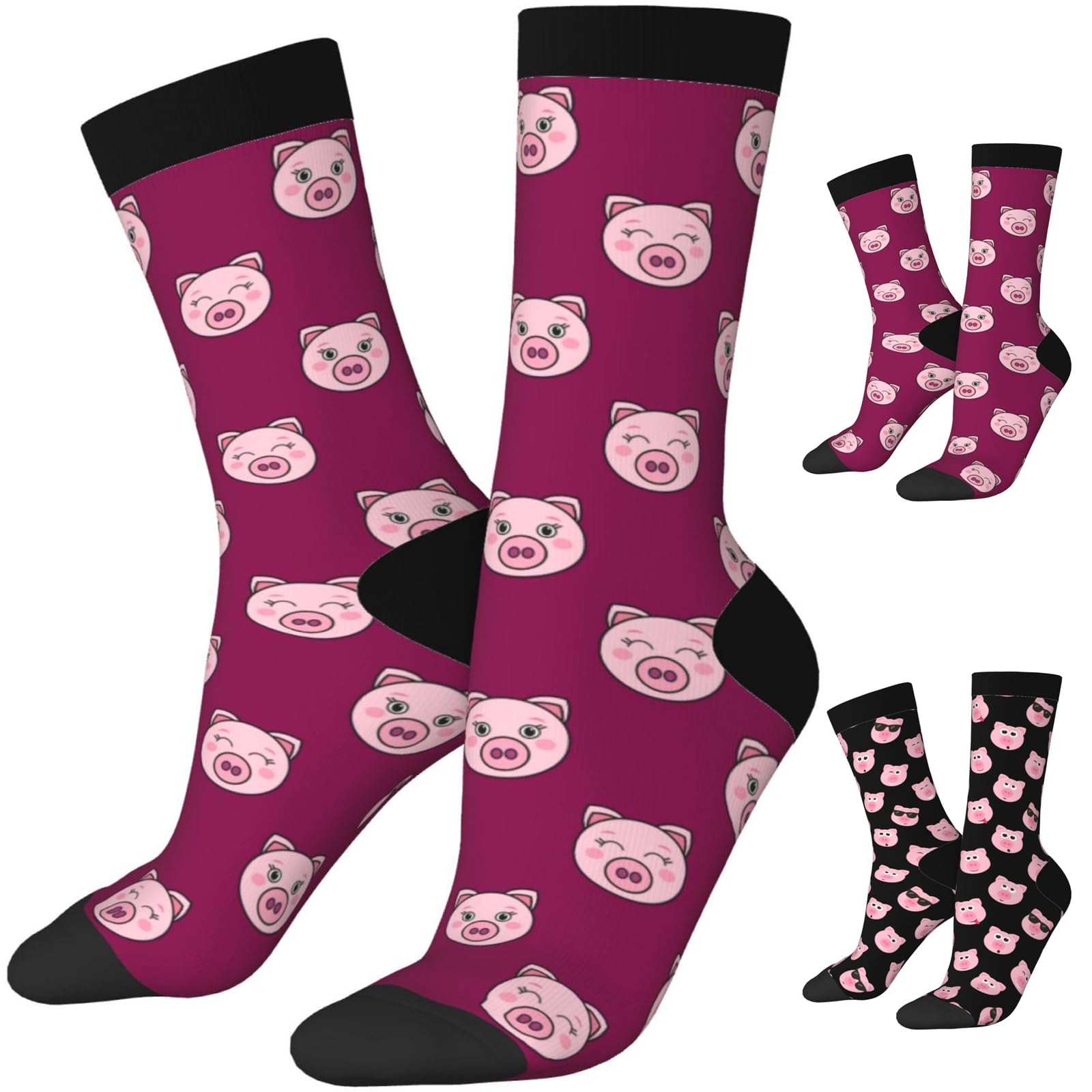 Unedskck Unisex Pig Gifts-1 Funny Crew Pig Socks For Pig Lover,Cute Pig Printed Casual Novelty Sock Pig Gifts For Men Women