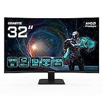 Gigabyte GS32QCA 31,5″ Monitor Gaming Curvo QHD – 2560 x 1440, 180Hz, 1ms, 250 cd, m², FreeSync, HDR Ready, HDMI 2.0, Displayport 1.4