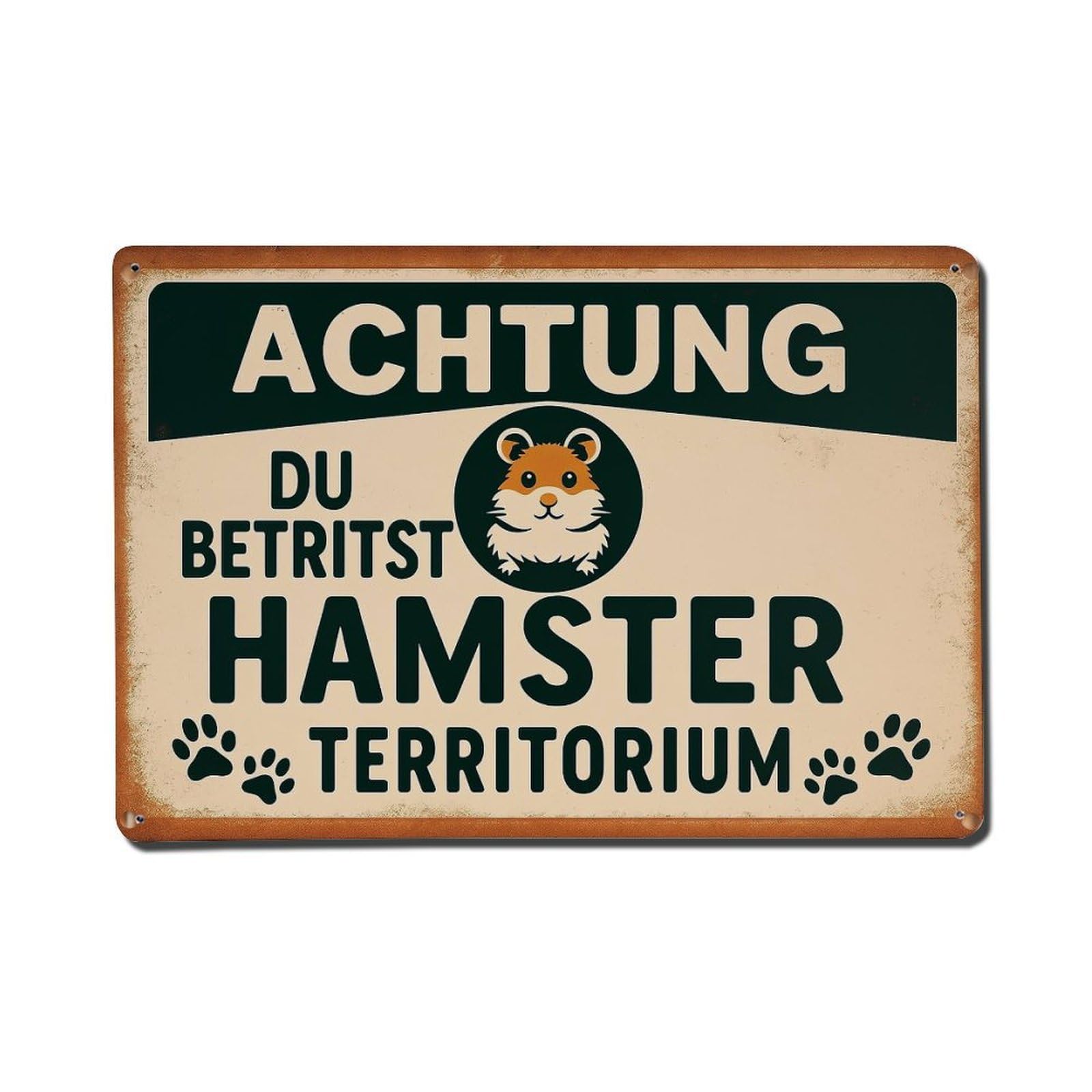 Jdfenggu Vintage Achtung Du Betrittst Hamster Territorium Retro Metal Tin Sign, Metal Poster For Bar, Home, Man Cave, Kitchen, Laundry Room Art Decor 8X12 Inch
