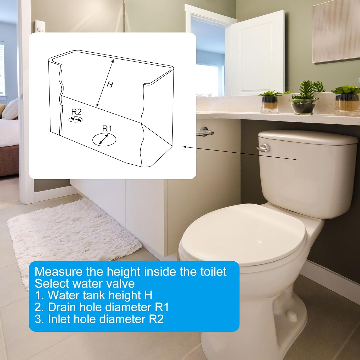 uxcell トイレフラッシュバルブ 2インチ デュアルフラッシュバルブ スプリットプッシュボタン トイレ下部インレットフィルバルブ