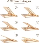 New Zealand Pine Wood Laptop Stand with Phone Holder, Foldable Adjustable Computer Riser for Desk, 6-Angle Ergonomic Design with Ventilation Slots, Fits 10-15.6 Inch Laptops, MacBook, iPad, Tablets
