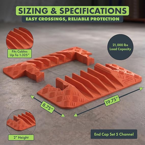 Checkers Guard Dog End Cap 5-Channel Cable Protector, Orange