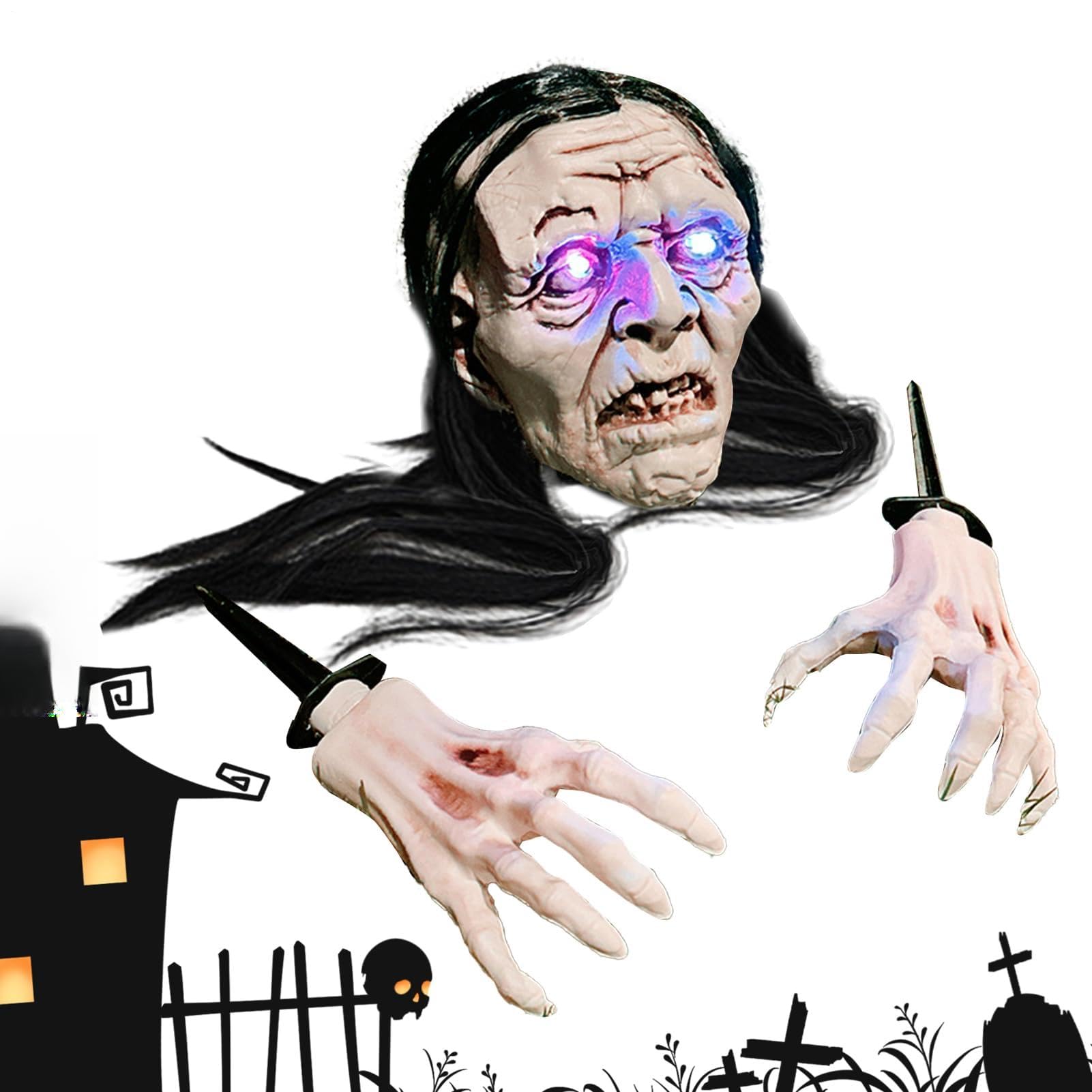 Squelette d'Halloween bras au sol pour cour et maison hantée 15x18x50 cm