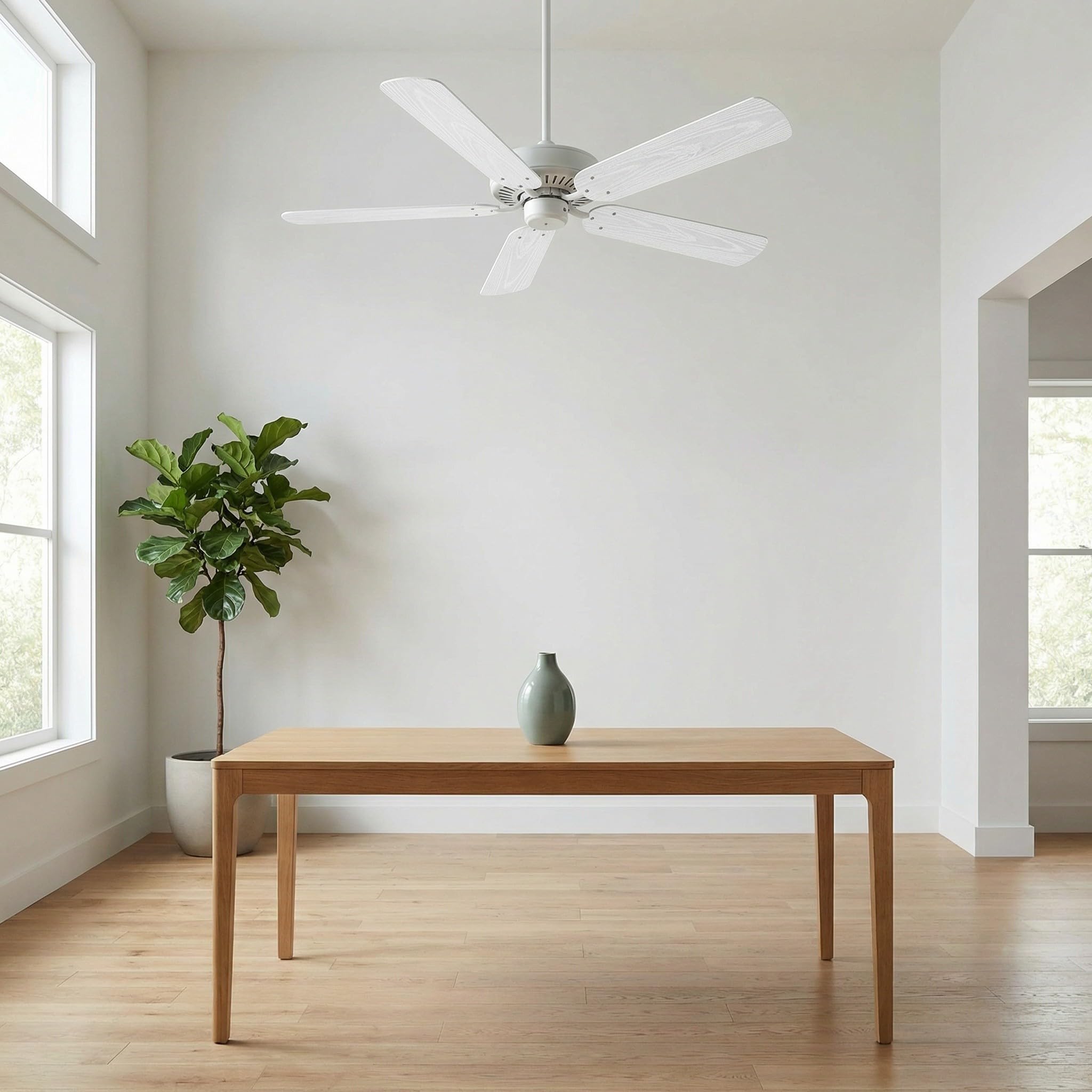 5 Piezas Aspas 52,4 Cm de Plástico Blanco de Ventilador de Techo Repuesto Silencioso y Elegante para Interiores para Ventiladores de Techo Eléctricos