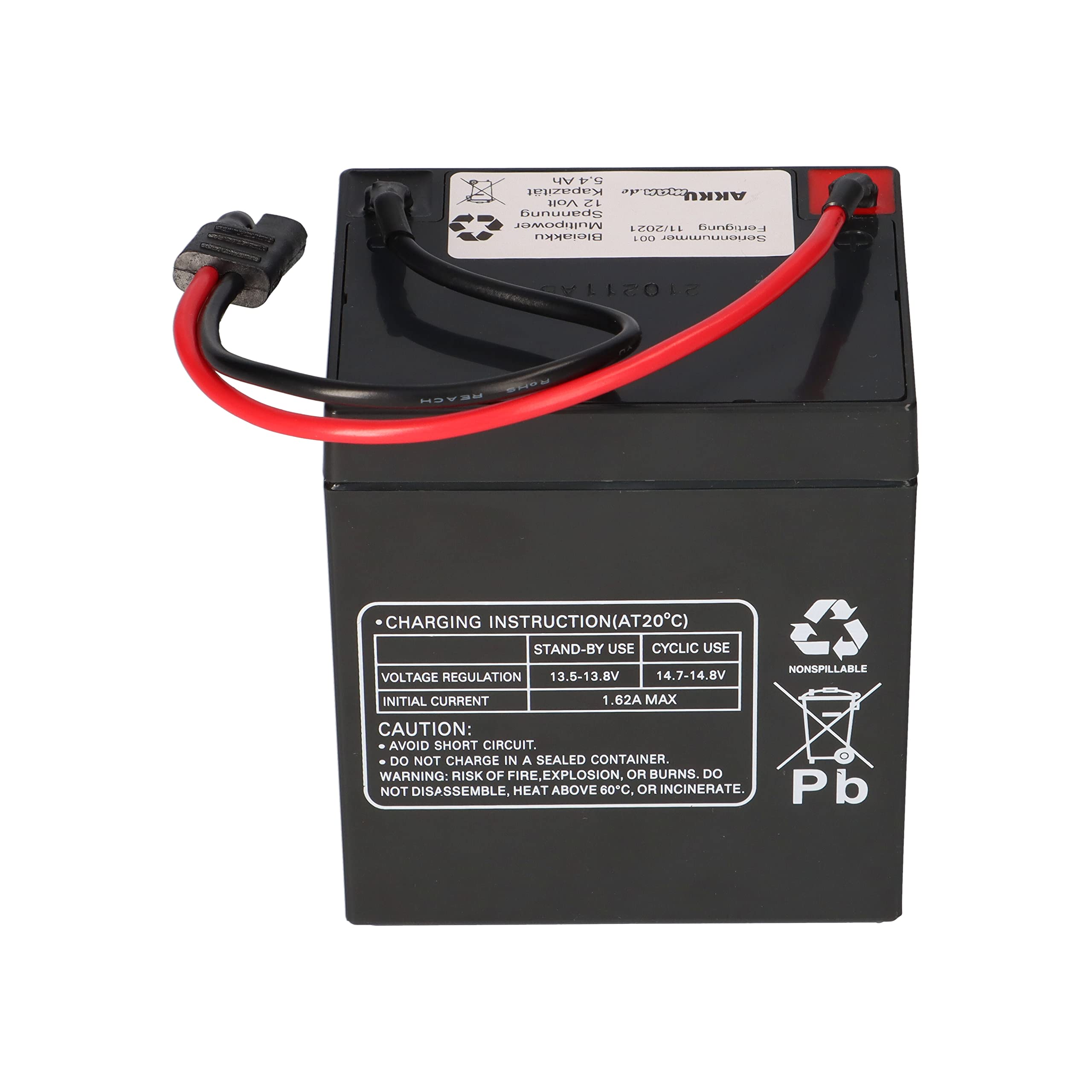 Akkuman.de Akkutechnik Vom Fachmann Multipower Batterie au plomb AGM 12 V 5,4 Ah avec prise pour tondeuse à gazon, compatible avec Sabo 43-Vario E Toro Briggs Stratton