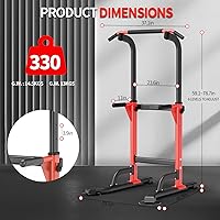 Vista 5 de Pull Up Dip Station For Home Gym Strength Training Fitness Workout Station Chin-Ups Push-Ups Pull-Ups Dip-Ups 330LBS T055CDC Negro naranja