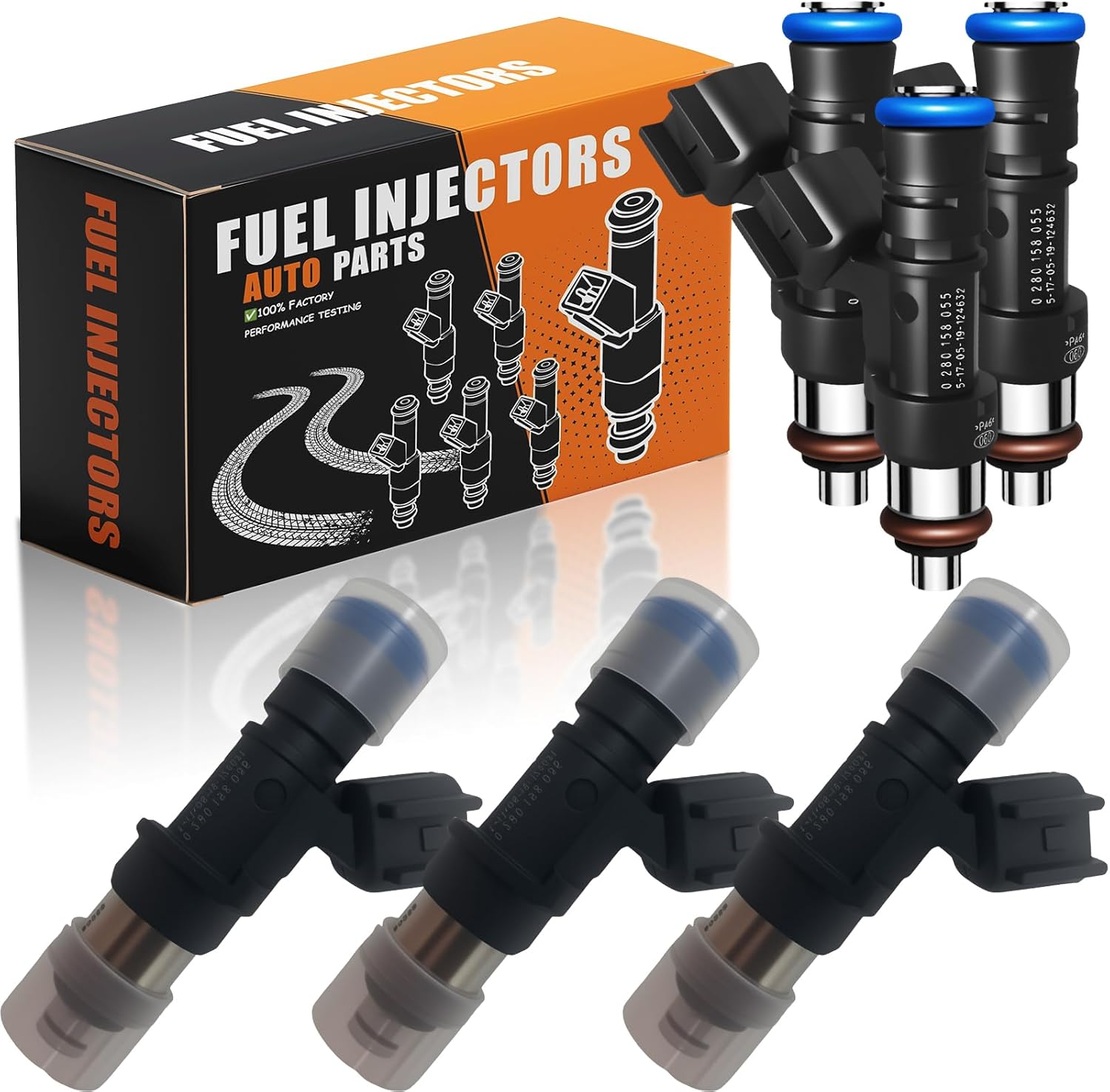 0280158055 Upgraded 4.0L 4-hole Fuel Injectors, Fit for:-Ford Explorer 2007-2009, Ranger 2005-2011, Mustang 2005-2010, Explorer 2007-2010; Fit for:-Mazda B4000 2005-2010#Replace FJ818-6PCS