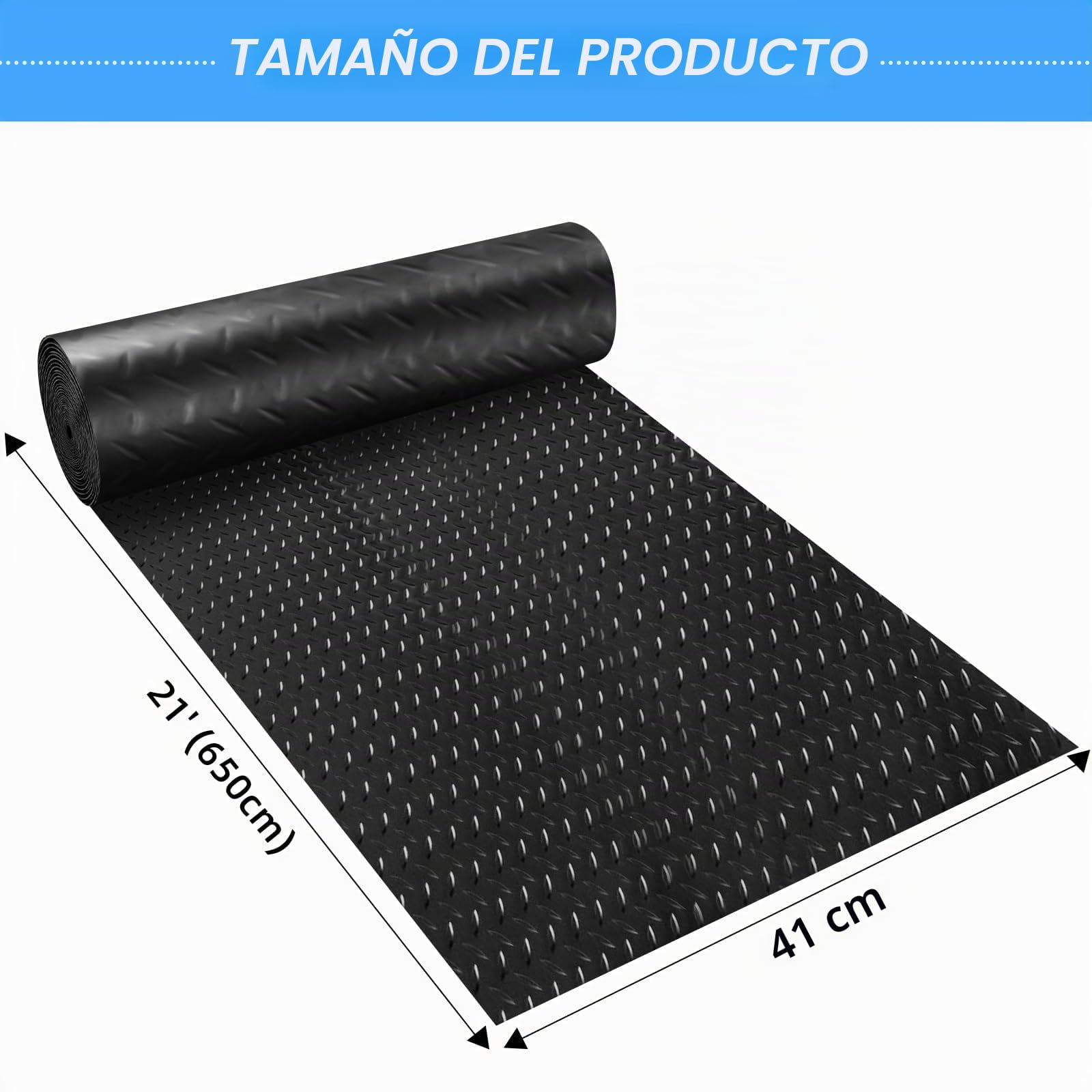 NZQXJXZ Suelo Goma Antideslizante, Alfombra de Suelo Resistente de 650x41cm, Rollo de PVC para Piso de Garaje, Piso para Remolque de RV, Tapete de Estacionamiento Resistente al Agua y a Las Manchas