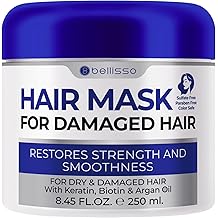 BELLISSO Hair Mask for Damaged Hair - Deep Conditioning and Moisturizing Repair Treatment for Dry Split Ends and Breakage - Hydrating Moisturizer Products for Women and Men - 8.45 Fl Oz
