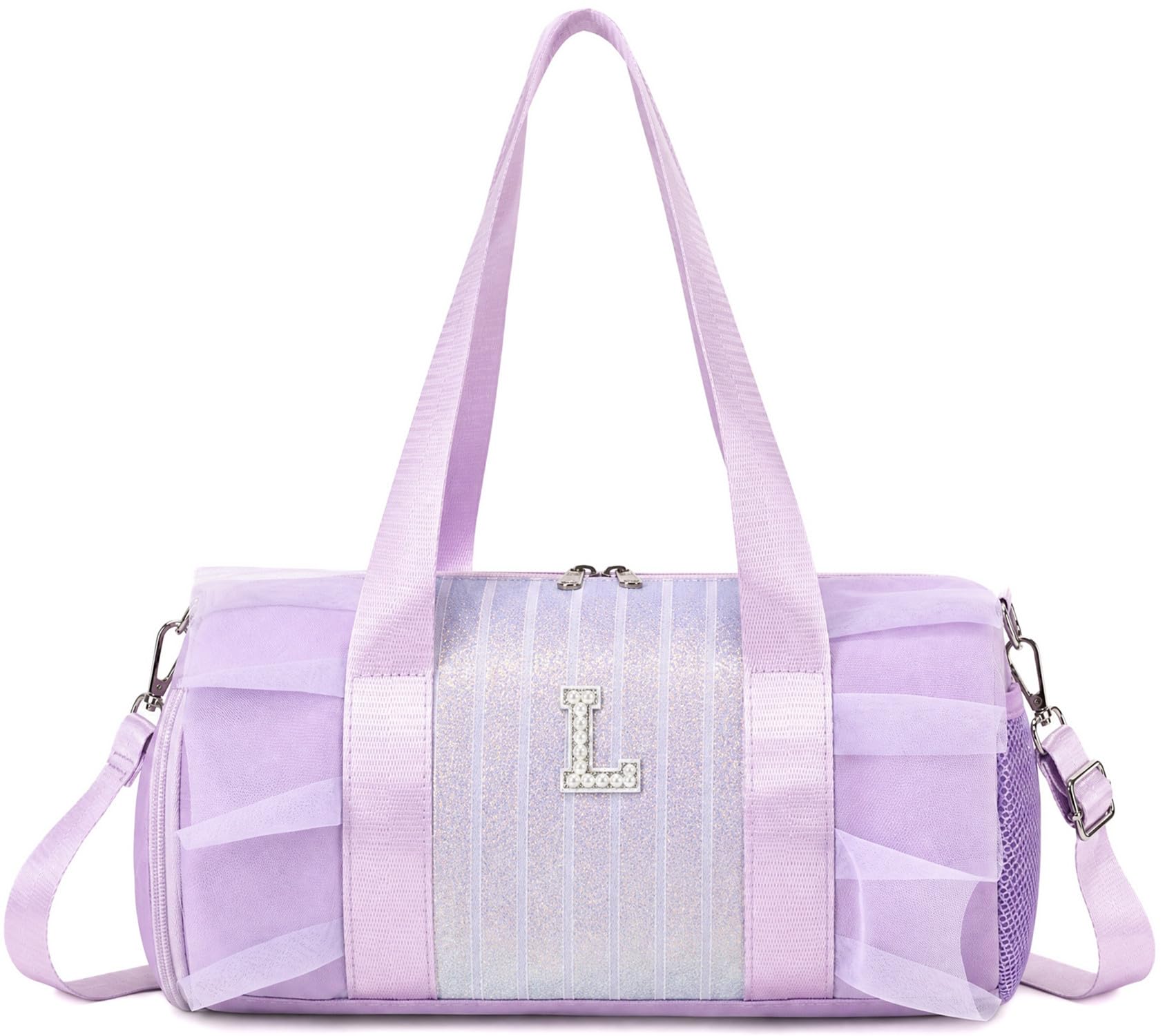 Ballet Bags for Little Girls 3-6 Years, Glitter Dance Gymnastics Bag Kids Overnight Duffle Bag Sports Gym Bag with Wet Pocket