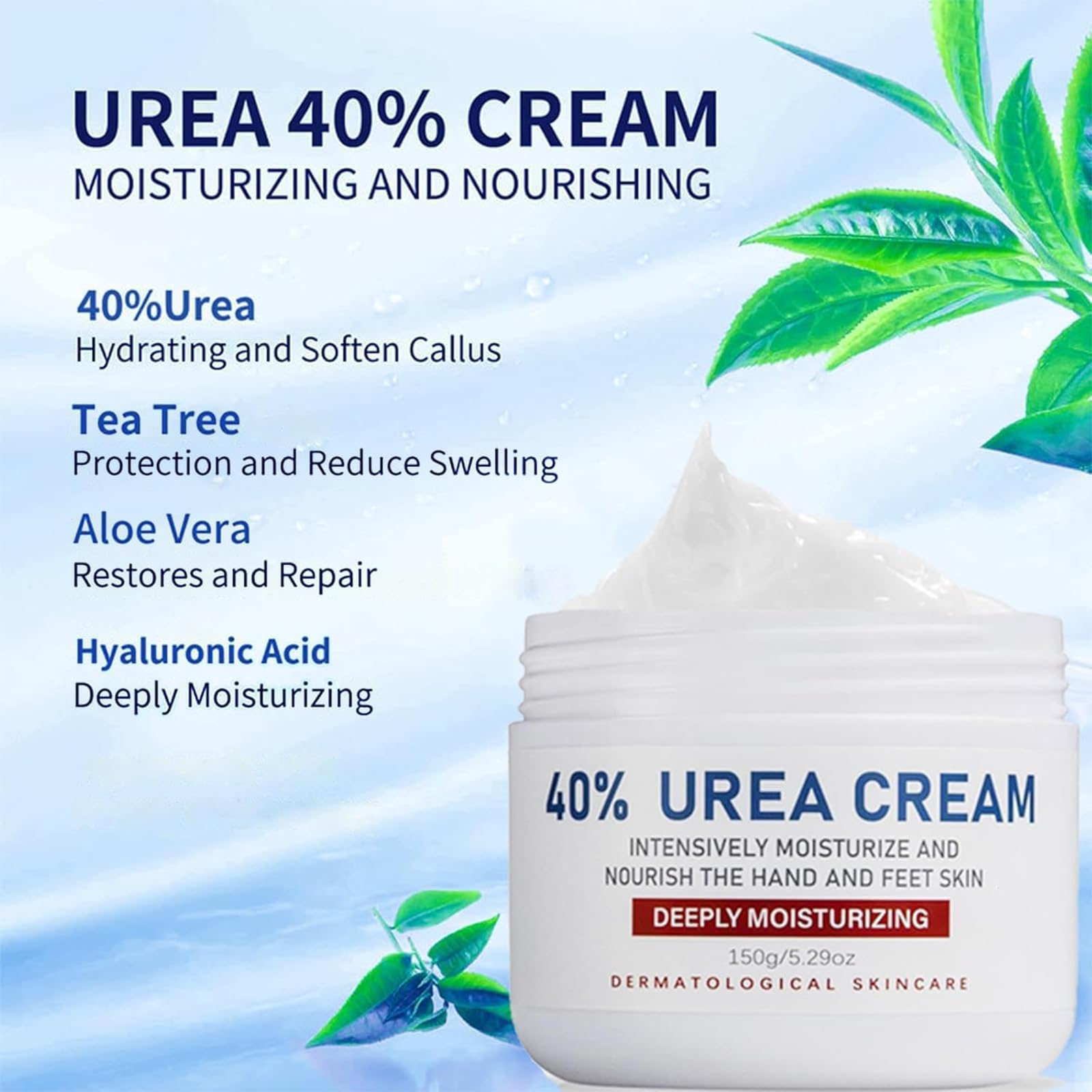 Crème à l'Urée 40%,Crème pour les Pieds, Lotion Cicatrisante pour les Pieds pour la Peau Sèche Craquelée Rugueux, Cream Réparatrice Hydratante pour les Pieds pour Hommes Femmes, 150g