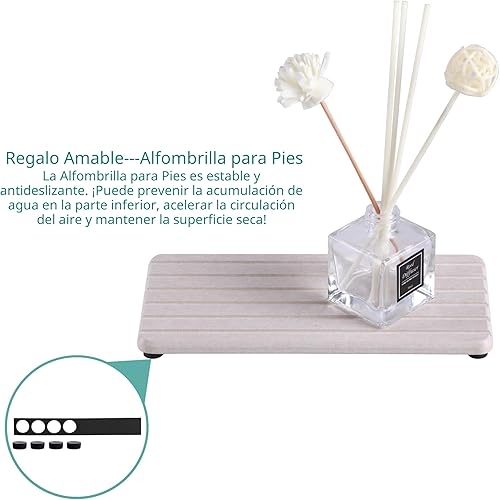 Miniatura 3 de 2 piezas de posavasos rectangulares absorbentes de diatomita, diseño ranurado, piedra absorbente de agua para jabones de manos y plantas y artículos