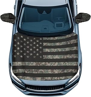 3 Pcs Camo American Flag Car Hood Cover with Side Mirror Anti Theft Cover,Camouflage Auto Cloth Cars Decorations American Accessories Set,Universal Fit Cars Sedan Truck SUV Pickup