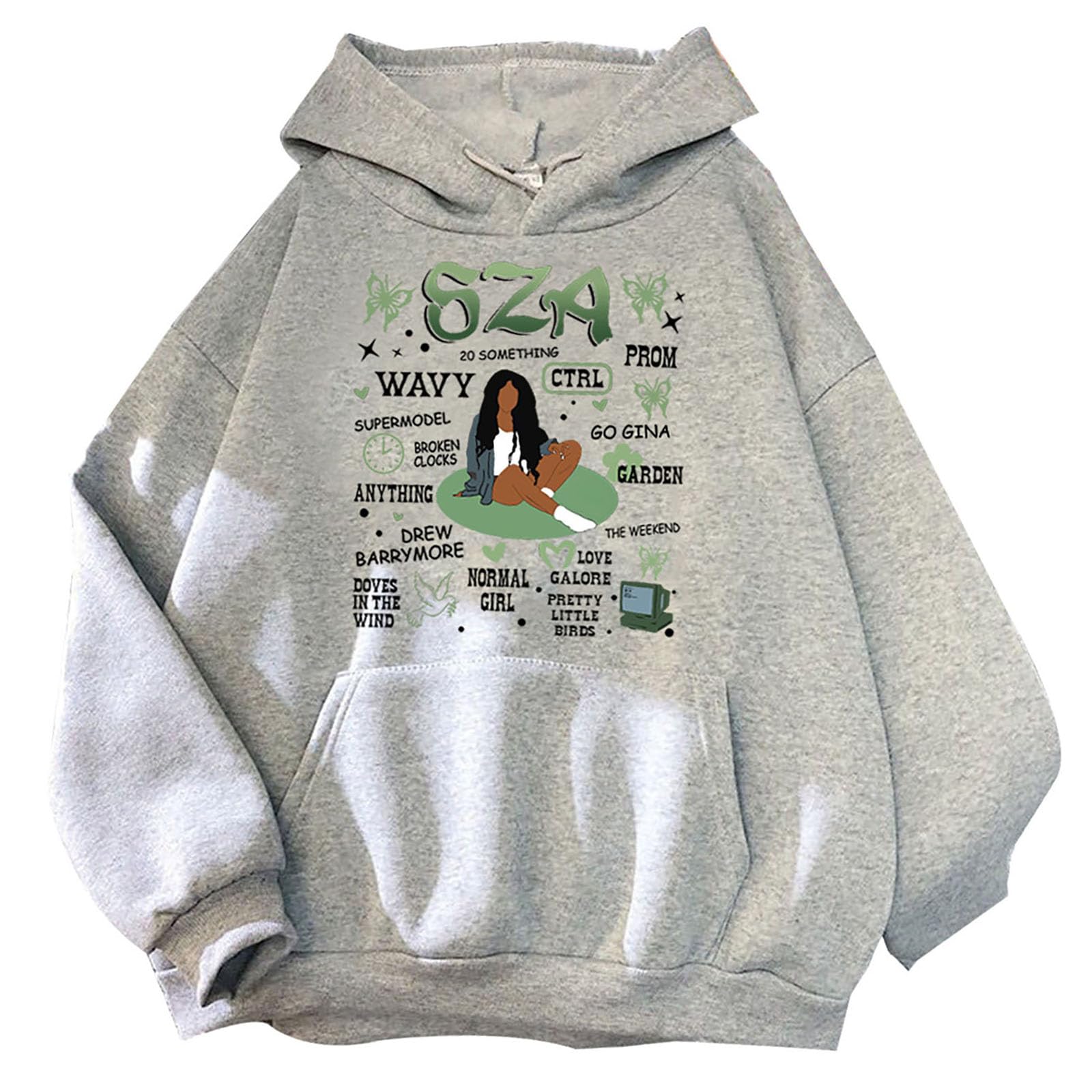 Sweat à capuche SZA Ctrl en coton gris confortable pour femme