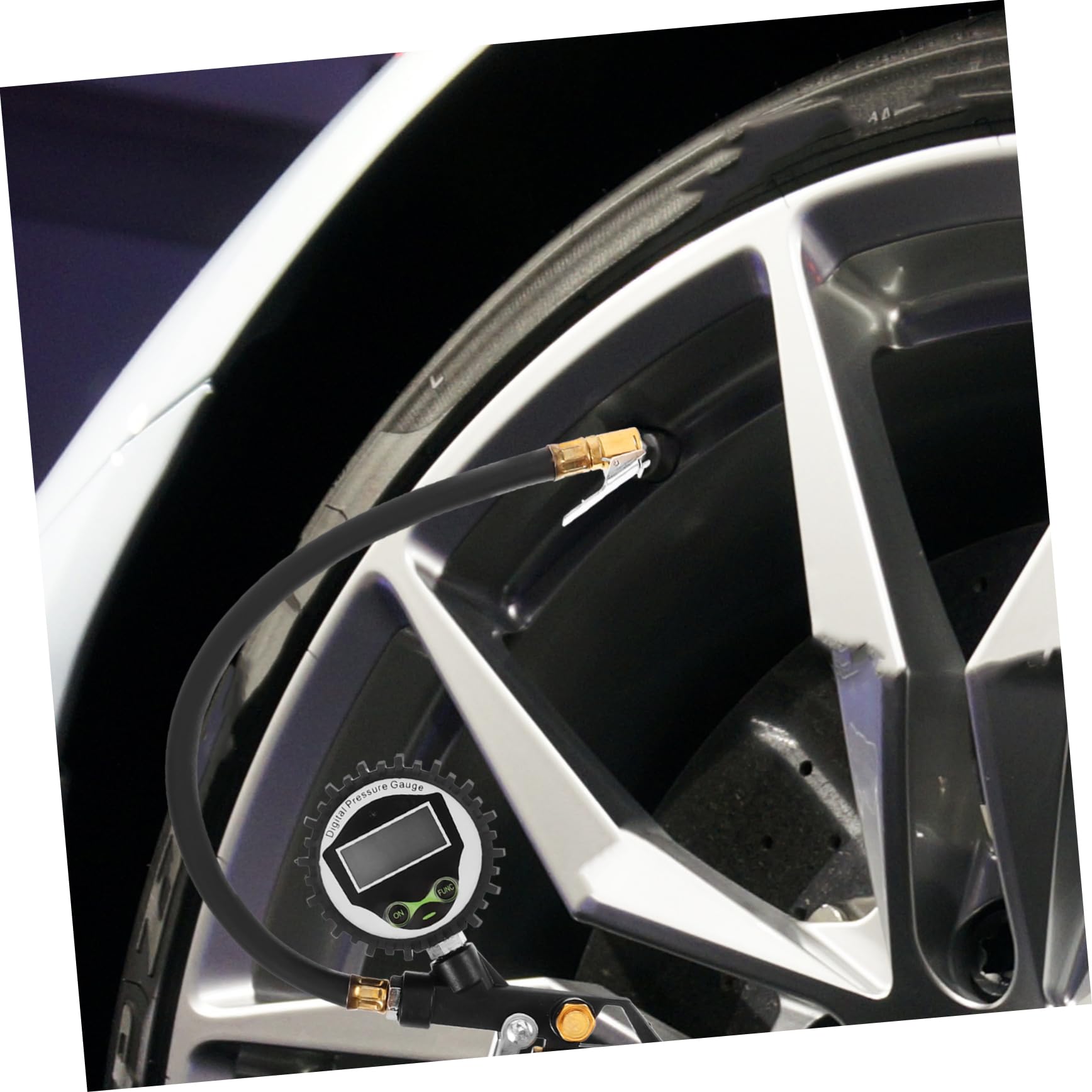 Manometro per Pressione Gomme 60psi Digitale Robusto Argento | Misurazione Accurata En 837 1.6%, Uso Bici e Suv, Funzionamento una Mano