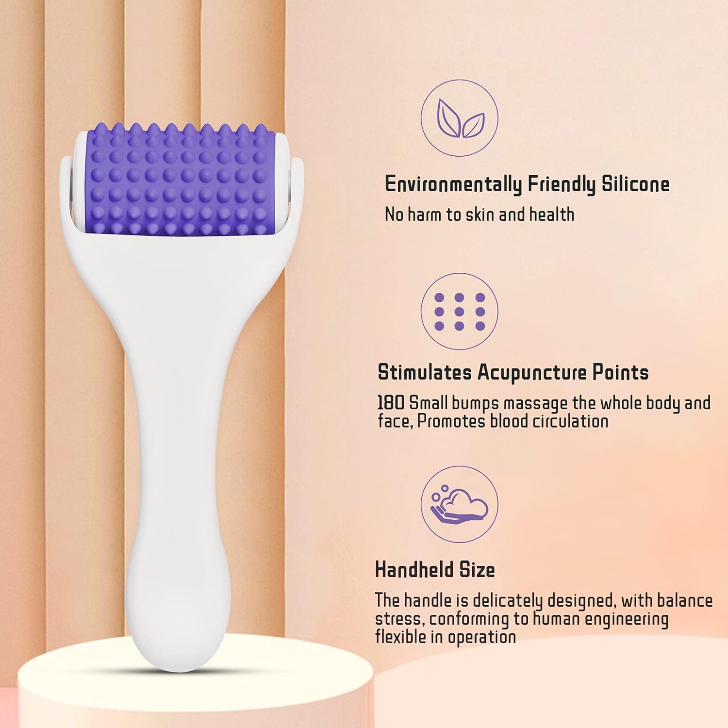 ZRO Muscle Roller Stick, Silicone Handheld Manual Cellulite Massager Fascia Roller for Relief Muscles Neck Arm Leg Back, Portable Body Roller Deep Tissue Massage Stick Tools (Purple/White) : Health & Household