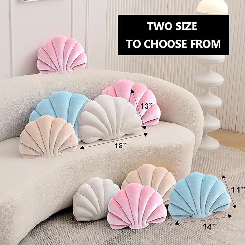Miniatura 2 de Seashell - Almohada decorativa con forma de cáscara, almohada de playa con inserto 3D, almohada de terciopelo suave, decoración del mar y el océano,