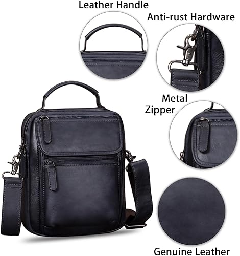 Miniatura 6 de IVTG Bolso de mensajero de cuero genuino para hombre, bolso bandolera bandolera para trabajo, negocios
