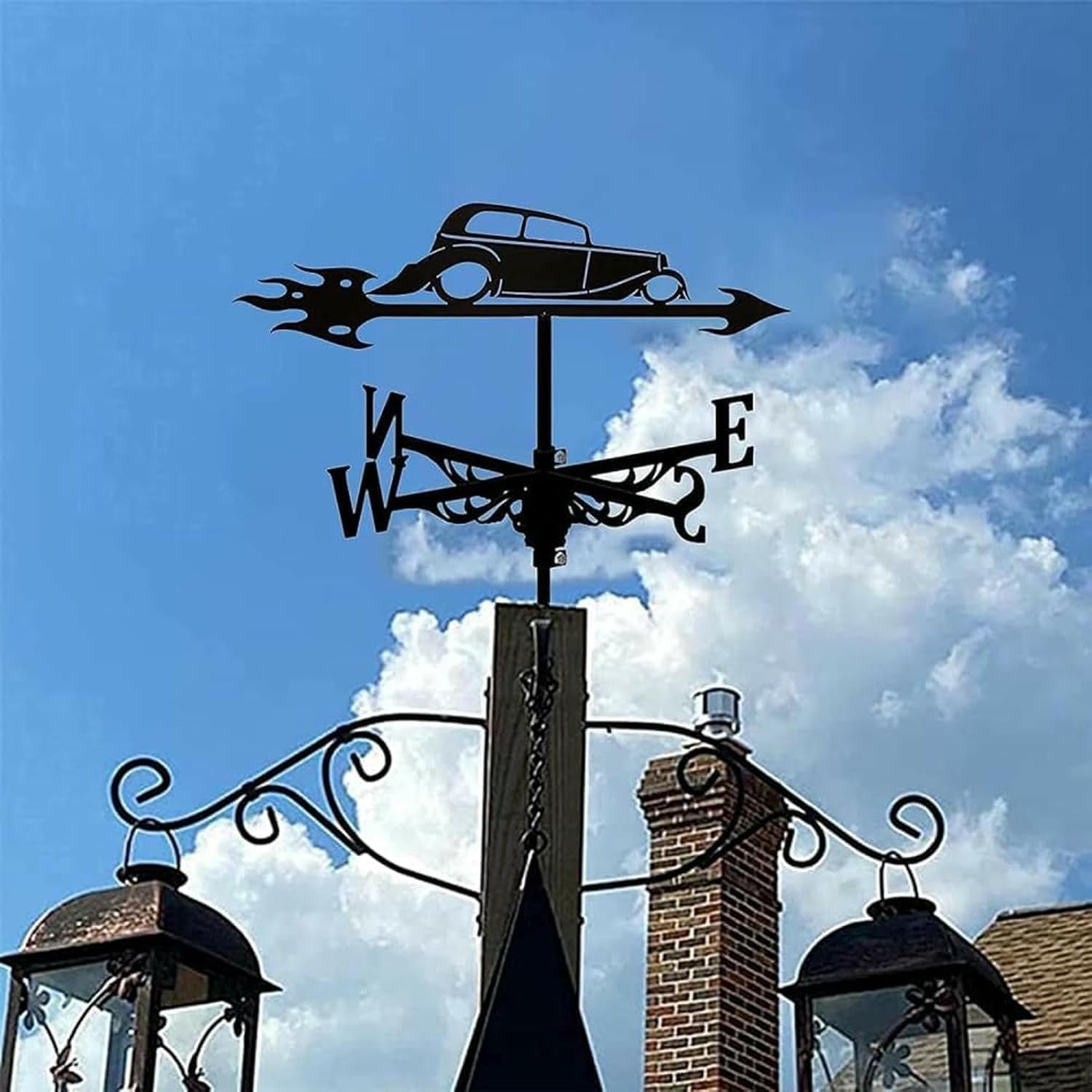 Patio Weather Vane Metal Weather Vane Vintage Weathervane Diretion Indiator for Outdoor Garden Roof Paddok Deoration Vane