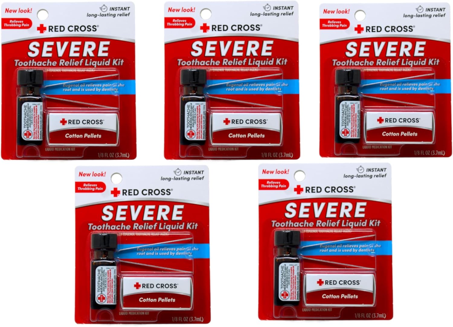 Special Pack of 5 RED Cross Toothache Outfits 1/8 oz