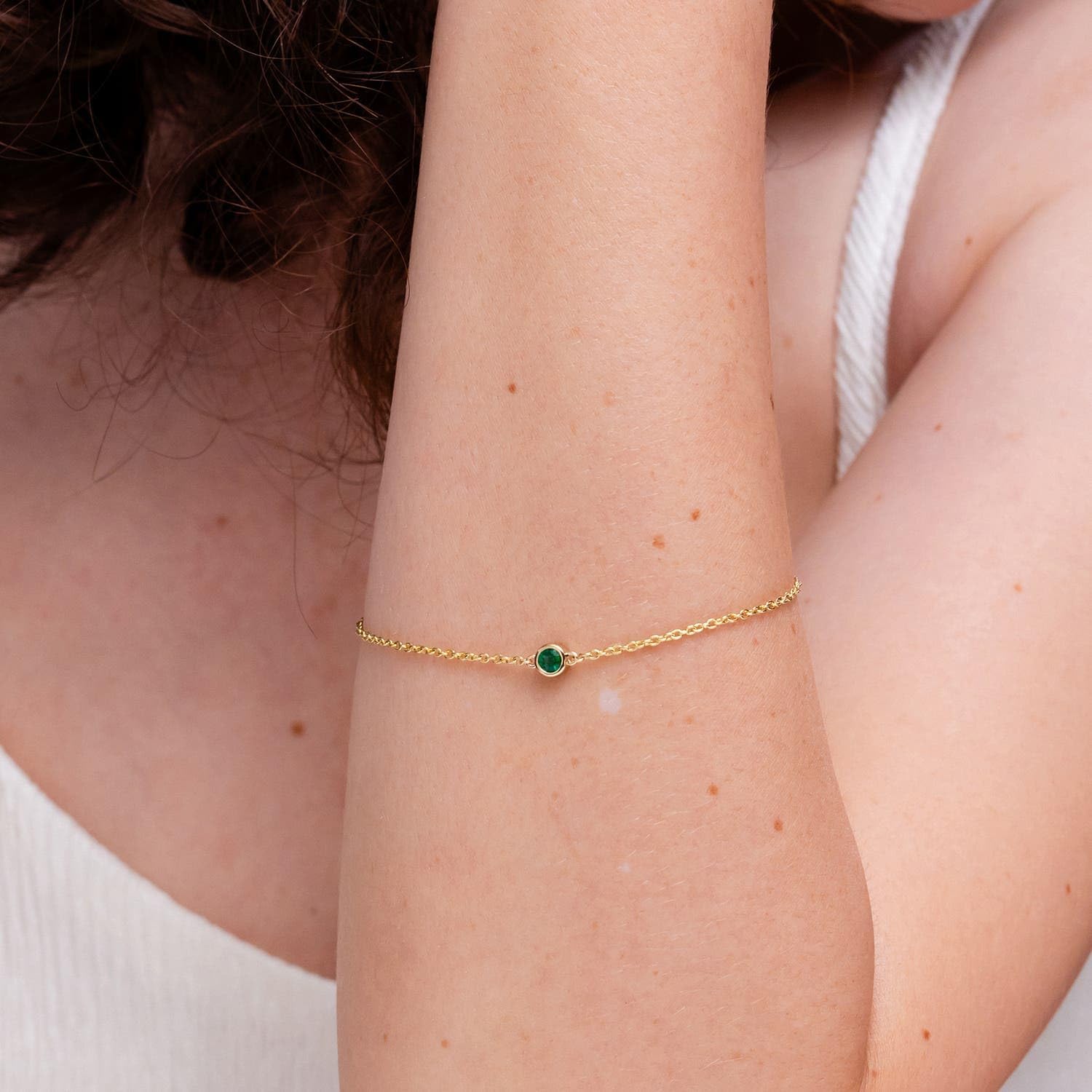 Angara Natural Emerald Chain Bracelet for Women in 14K Solid Gold | May Birthstone, Birthday, Engagement, Anniversary, Wedding Jewelry Gift for Women | Length-7 inch - Image 4