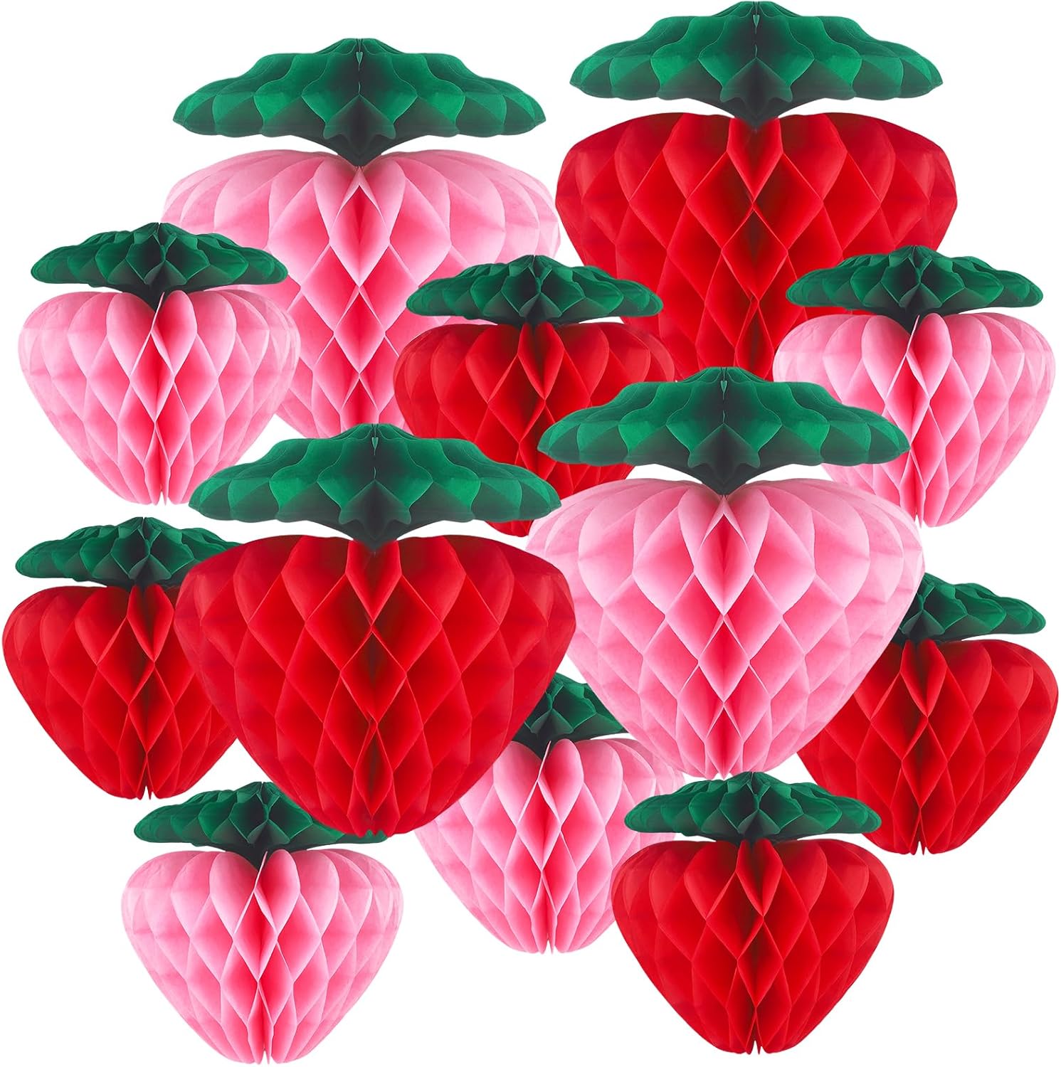 Strawberry Paper Lantern 6pcs Fruit Themed Party Decorations Strawberry Birthday Decorations Cute Hanging Ornaments Girl Room Decor Hungry Caterpillar Party Supplies - Pink