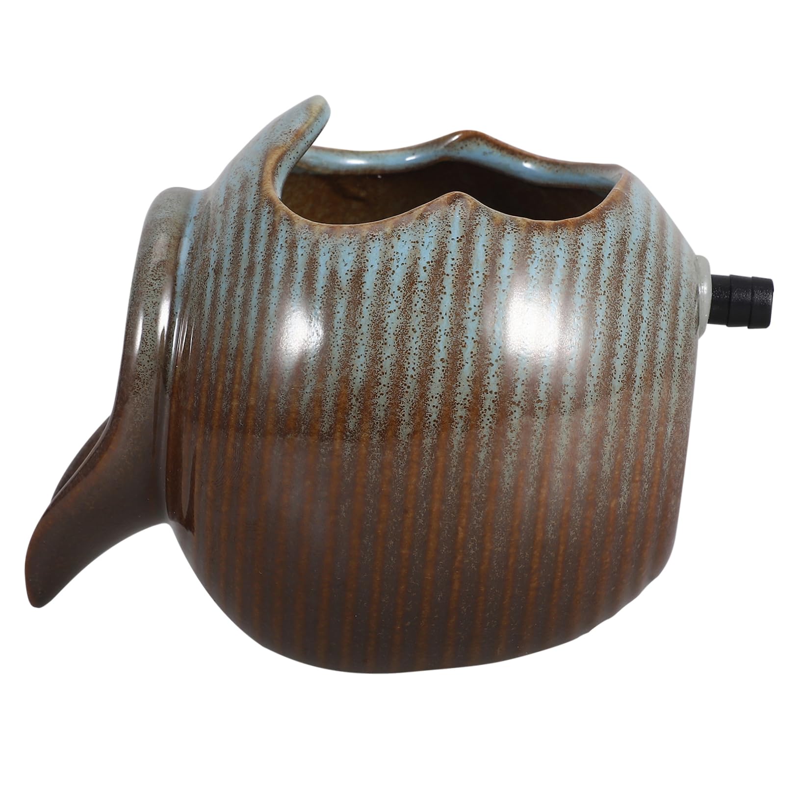 PRETYZOOM Brocca in Ceramica Flusso d'Acqua Circolante per Acquari e Piante Idroponiche, Design Aperto per Fontane Fai-Da-Te e Decorazione Interna