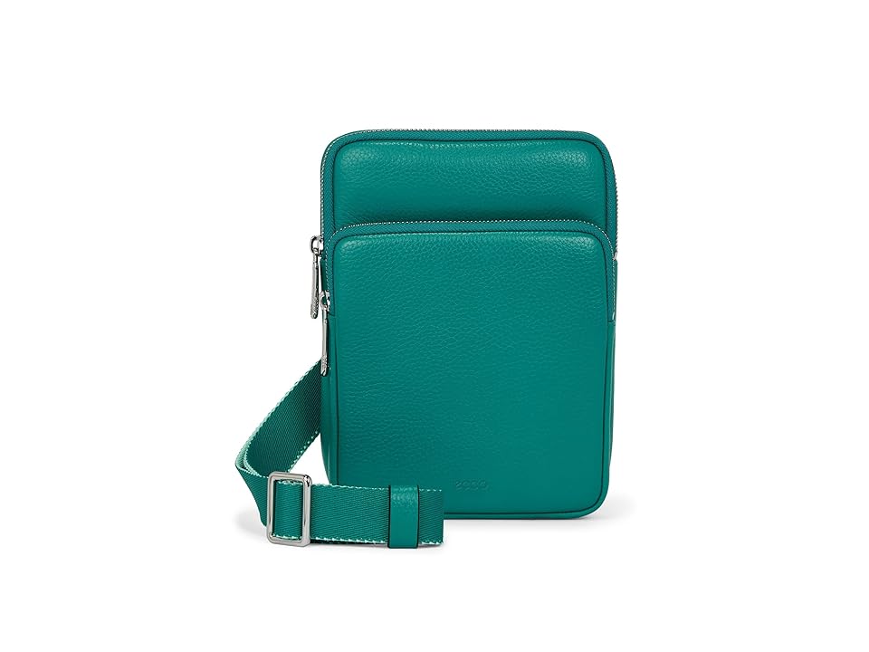 Ecco Flat Pouch Cross Body Handbags Lapis Pebbled Leather: One Size In Green