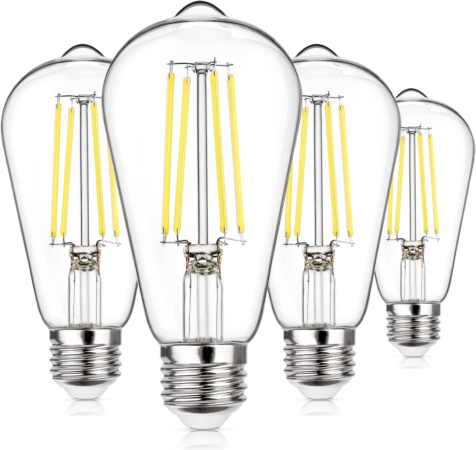 MAXvolador 4 Pack Vintage LED Edison Bulbs 60W Equivalent, Dimmable Led Light Bulbs 850LM High Brightness, 5000K Daylight White, E26 Base ST58 LED Filament Bulbs, Clear Glass