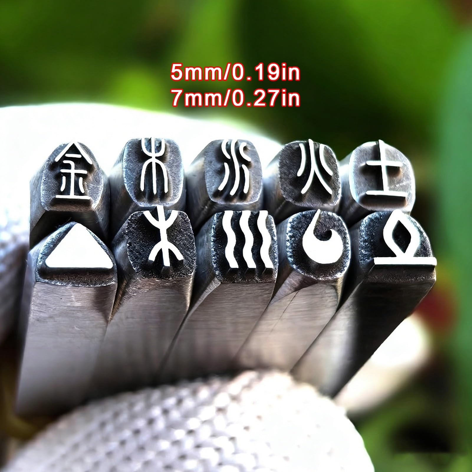 Zestaw Do Tłoczenia Metalu Z Pięcioma Elementami Wzoru 10 Szt. Znaczków Ze Stali Węglowej Do Biżuterii Skóra Drewno DIY Craft Making(0.27 in)