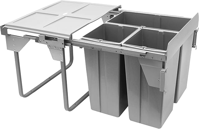 REJS RECYCLE BIN PULL OUT KITCHEN WASTE BIN W:600mm-1x34L+2x17L(JC609M-3) w/front mounting