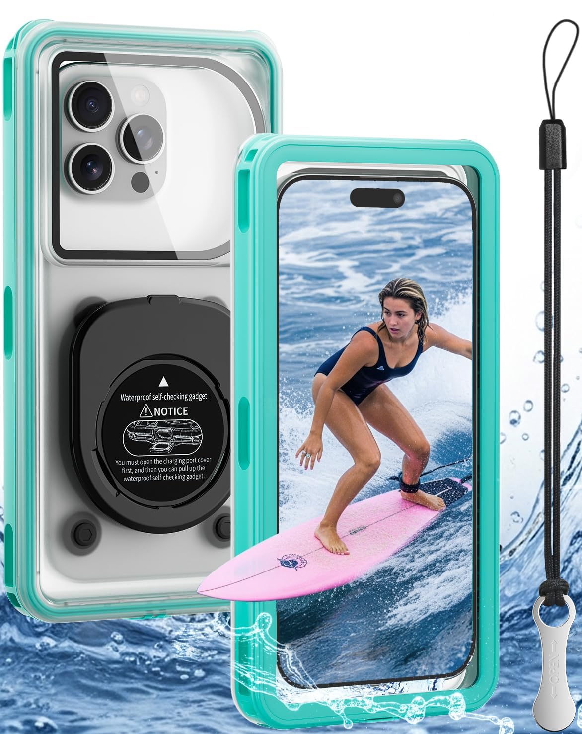 WIFORT Waterproof Phone Case with Lanyard, Underwater Phone Cases for Snorkeling/Diving/Swimming/Filming, IP68 Water Proof Touchscreen Case for All