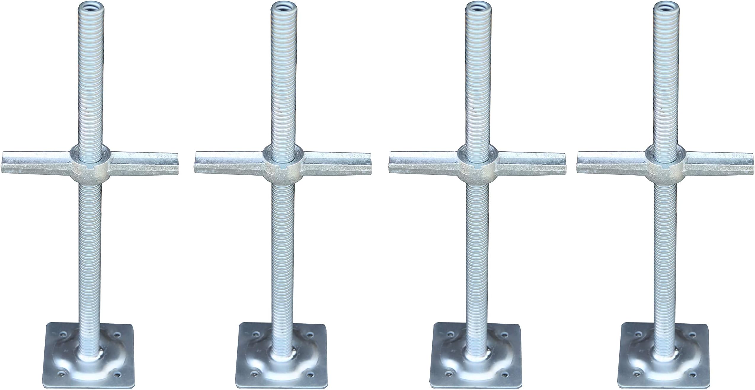 CBM Scaffold A Set 4 New 1 3/8" Scaffolding 24" Adjustable Leveling Galvanized Screw Jack with Base Plate