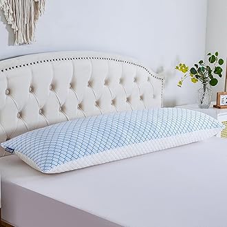 Gehannah Body Pillow for Adults - Shredded Memory Foam & Zippered Cooling Cover - Long Pillow for Sleeping - Bed Pillows for Side Sleeper