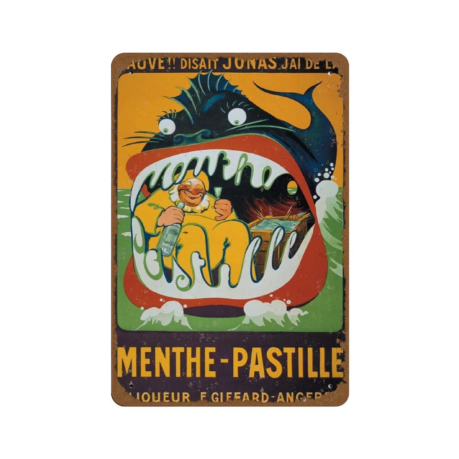 Menthe-Pastille France 1925 Vintage Beers Wines & Spirits Art Deco Poster Novelty 8x12 Tin Sign Metal Poster Wall Funny Man Cave Cool Wall Door Plaque New Warning Sign Aluminum Metal Tin Sign