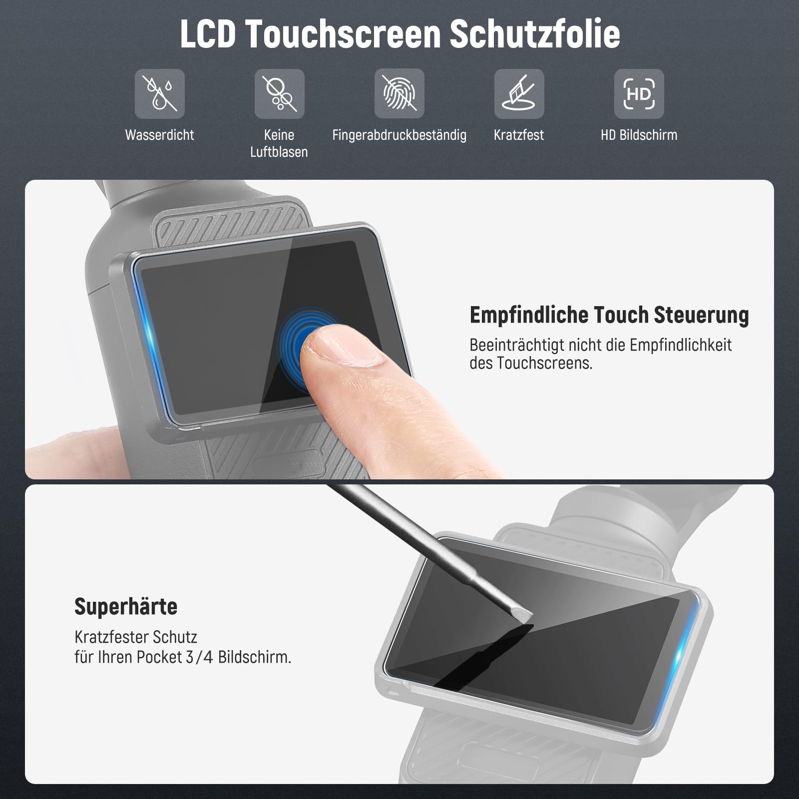 NEEWER Variables ND 2-32 & 64-512 Set kompatibel mit DJI Osmo Pocket 3 / Pocket 4 / Xtra Muse, Neutraldichtefilter für Action Kameras mit begrenzter Blendenstufe & 2 Displayschutzfolien als Zubehör