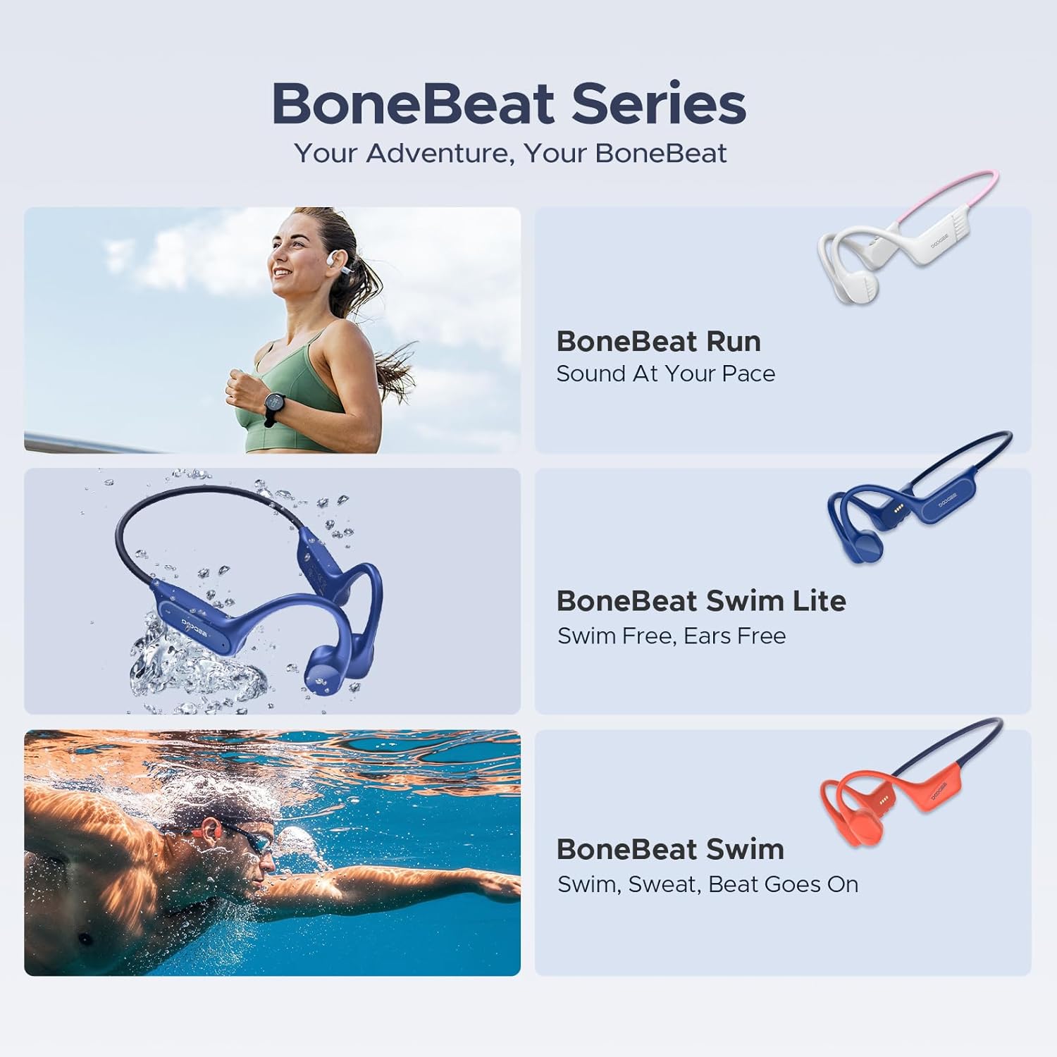 DOOGEE Bone Conduction Headphones, Open-Back Bluetooth Wireless Sports Headphones, IP66 Sweatproof, 10-Hour Battery Life, with Microphone, Suitable for Cycling, Running, Fitness - Image 8