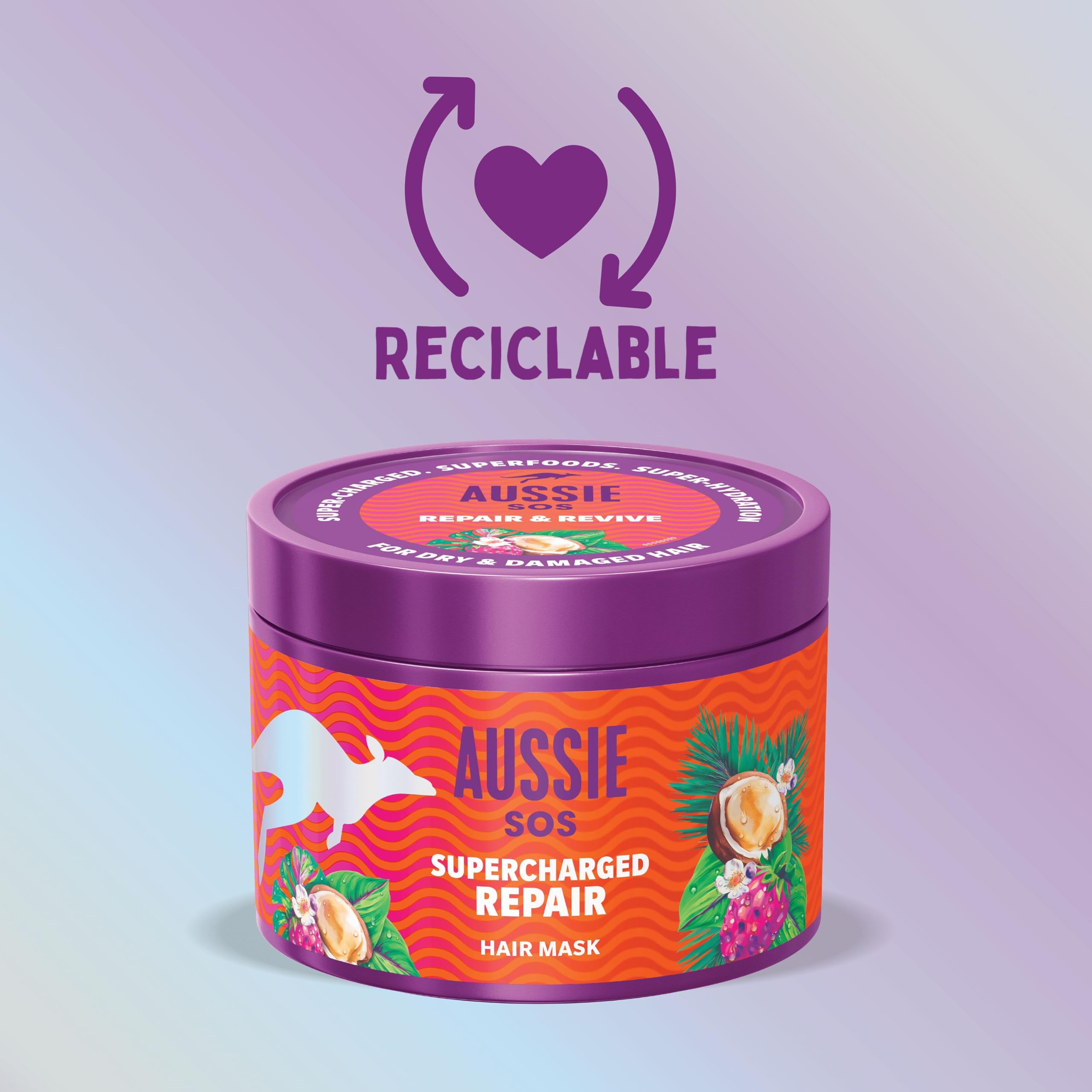 Aussie SOS Supercharged Repair Mascarilla Capilar 500ml Para Pelo Seco Y Dañado