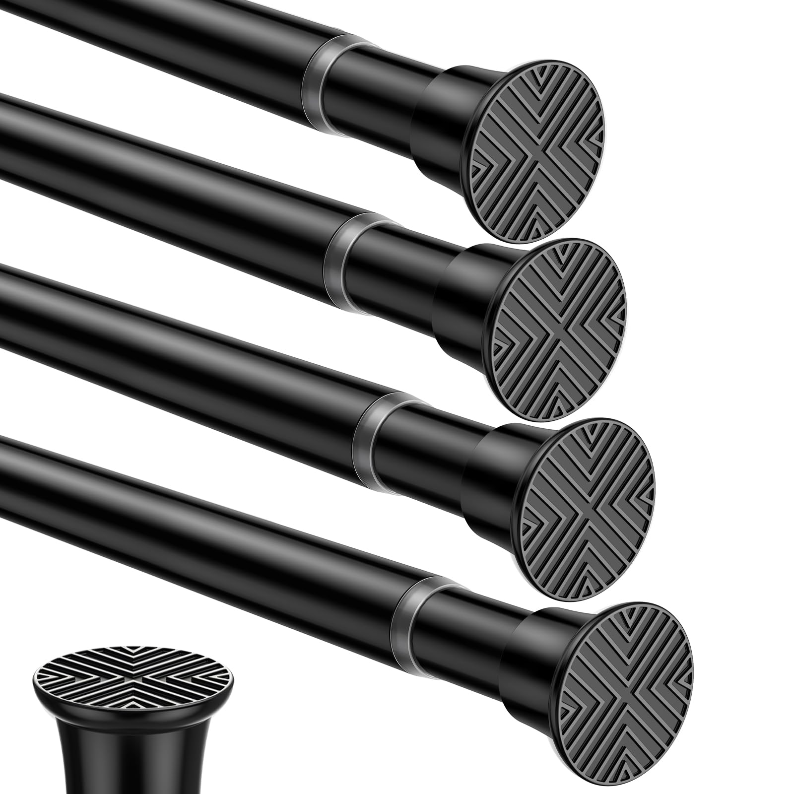 4pack Spring Tension Curtain Rods 23-46 Inch Adjustable Black Tension Rod