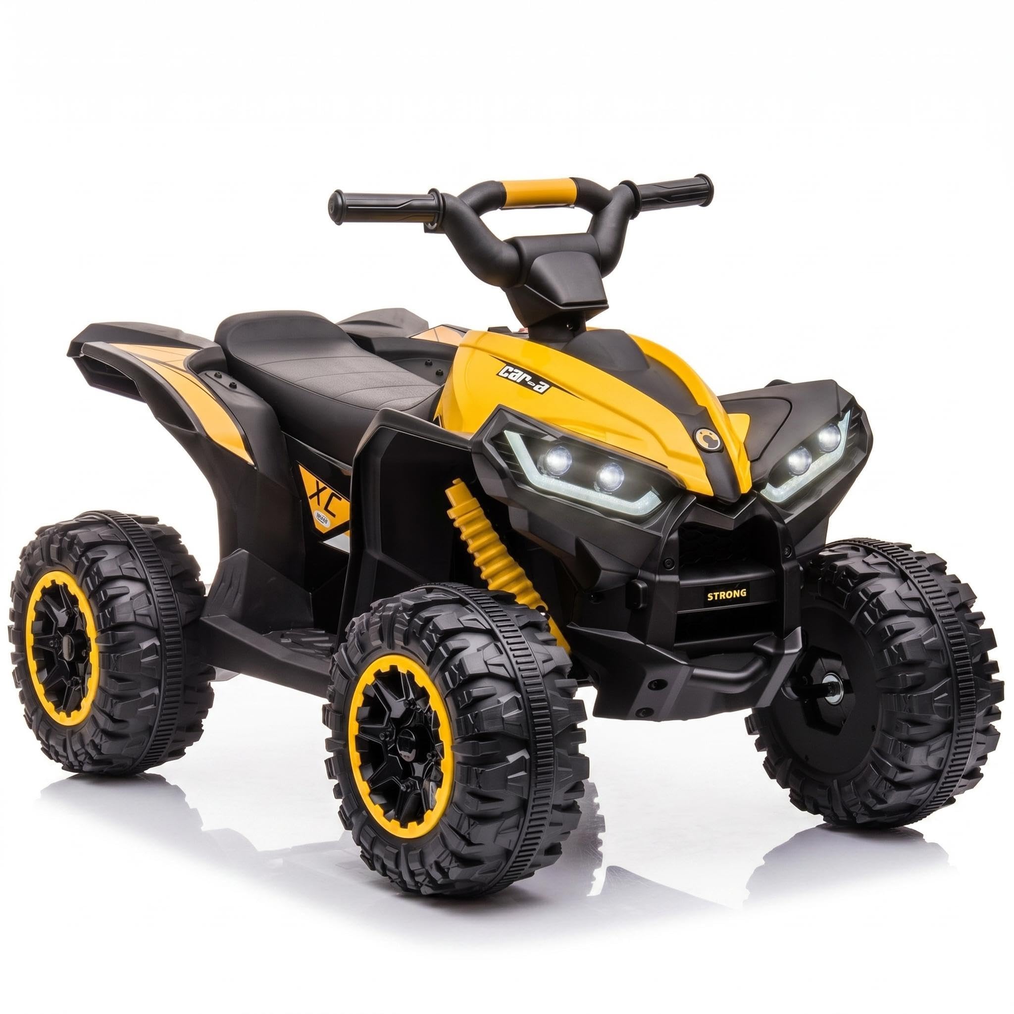 Kids Electric Quad Bike 12V, Battery Powered Ride on ATV Toy with Remote Control, Dual 35W Motor, Music, LED, 2 Driving Modes, for Ages 3-6 Years, 83x53x56 cm, Yellow