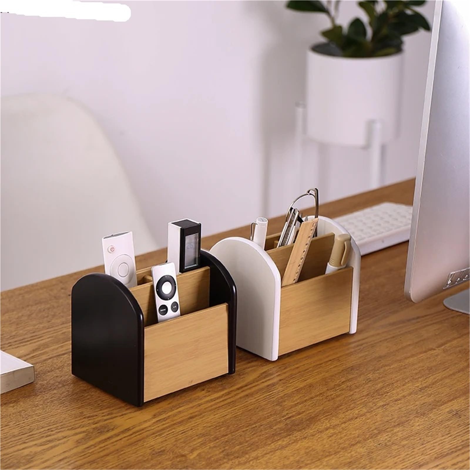 Caja de Almacenamiento organizadora de Control Remoto, Caja organizadora giratoria, Organizador de cosméticos, Cajas de Almacenamiento multifuncionales con Llave de Control Remoto(White)