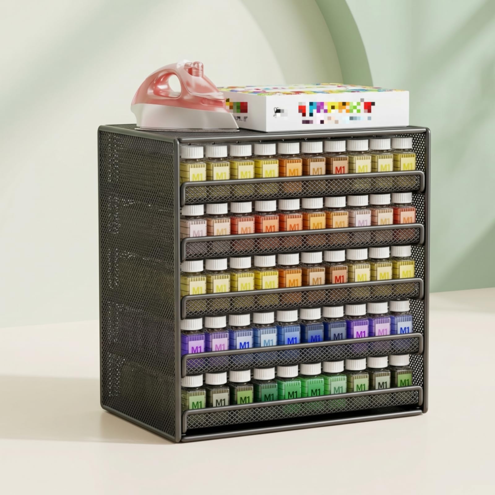 Organizer da Scrivania 5 Scomparti Uso Multiuso Portaoggetti a Cassetti Stile Moderno Vassoio Organizer a Griglia, Nero Corvino