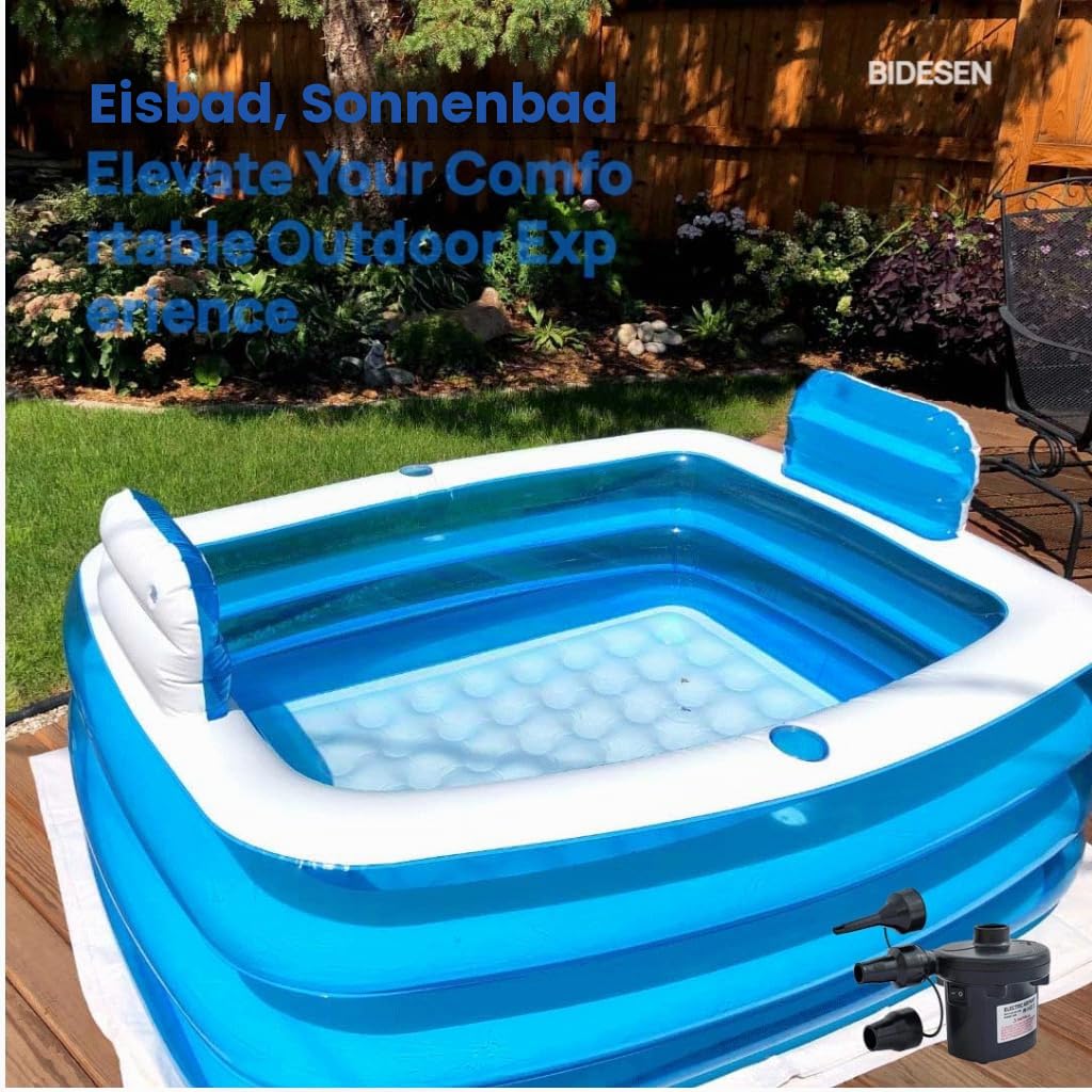 Aufblasbare Badewanne für 2 Personen - Inkl. Elektro-Pumpe, für Garten, Balkon & Dusche | Faltbare SPA-Wanne für Erwachsene
