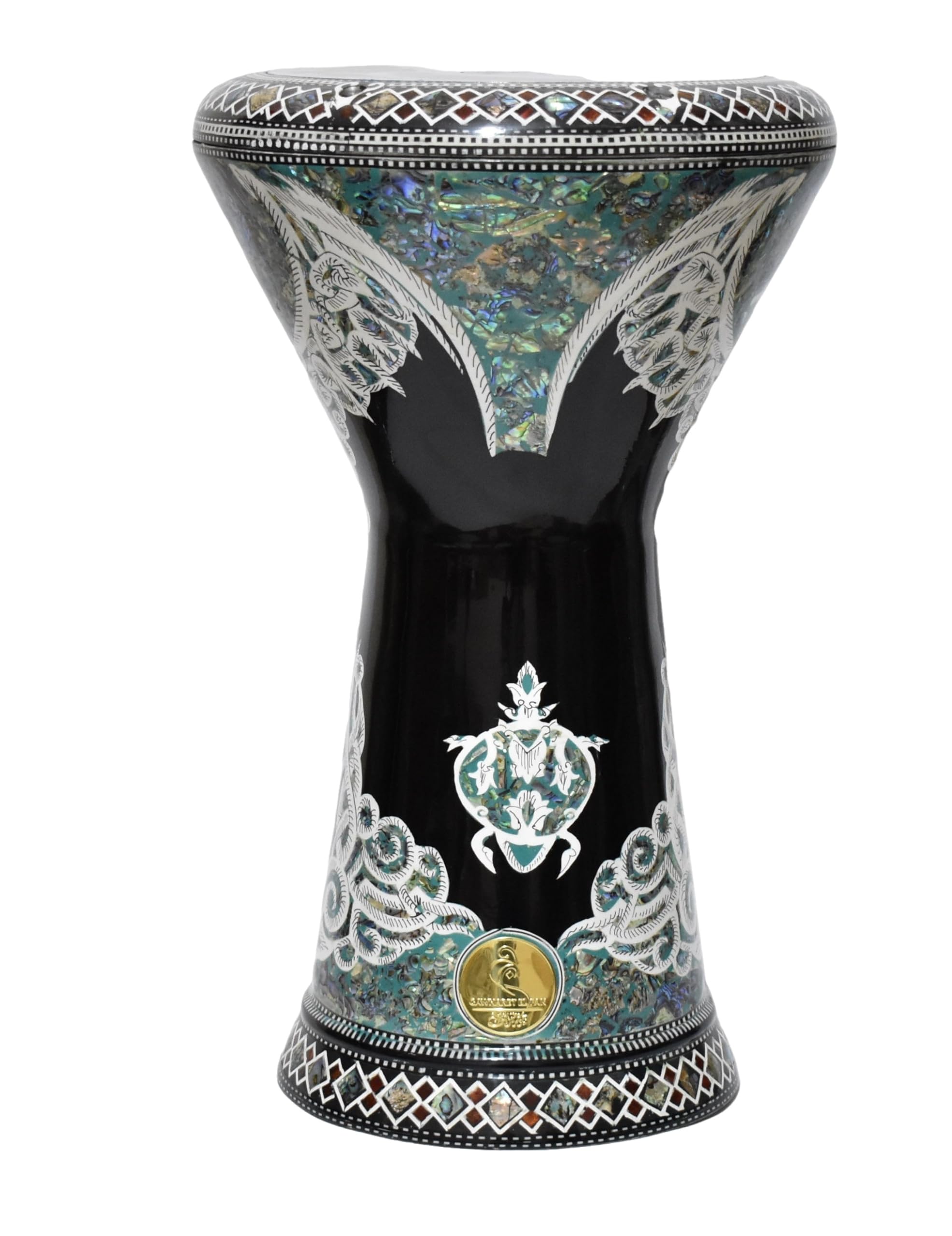 M42 19 "Blue Mother of Pearl Drum Darbuka tabla doumbek Gawharet El Fan strumento musicale egiziano fatto a mano