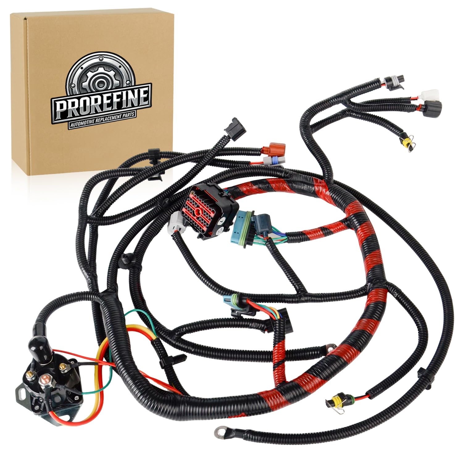 Upgraded Engine Wiring Harness Standalone Wire Harness Compatible with Ford F250 F350 F450 F550 Super Duty 1999 Diesel 7.3L Red&Black Replace F81Z-12B637-BA F81Z12B637BA
