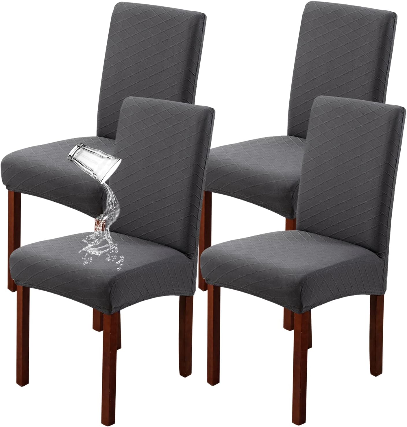 JUNZHE Set of 4/6 Dining Chair Covers, Modern Elastic Stretch Chair